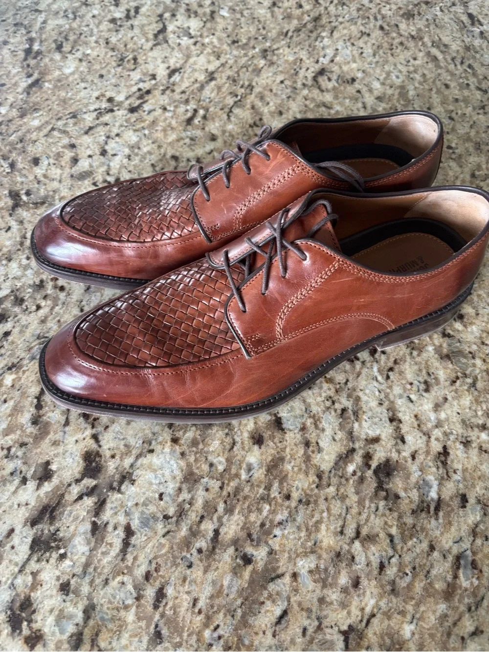Johnston & Murphy Woven Leather Derby Oxfords - Brown